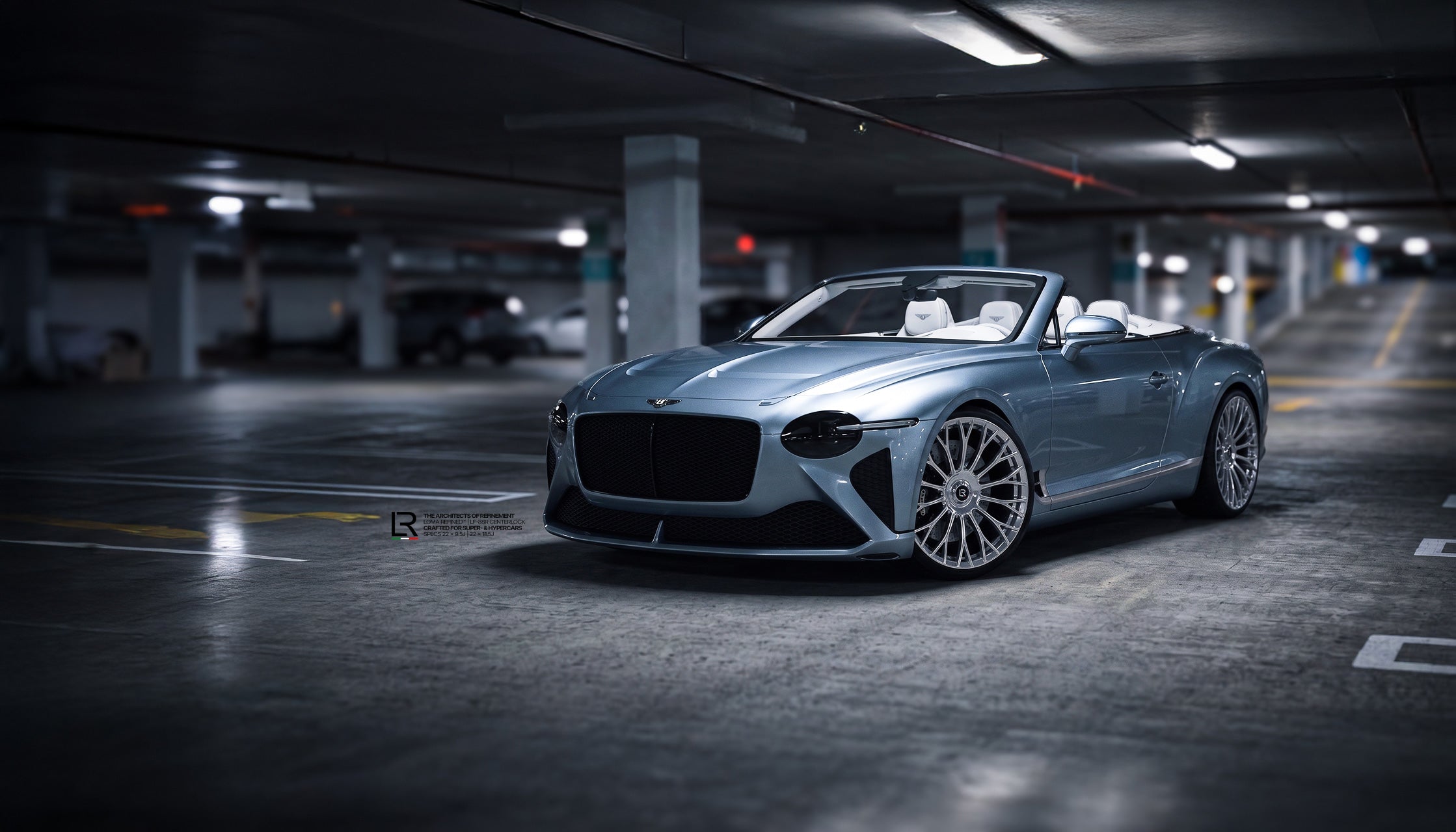 2026 Bentley Continental GTC Silverlake White Performance and Custom Wheels and Rims by LOMA Refined straight united states city view.