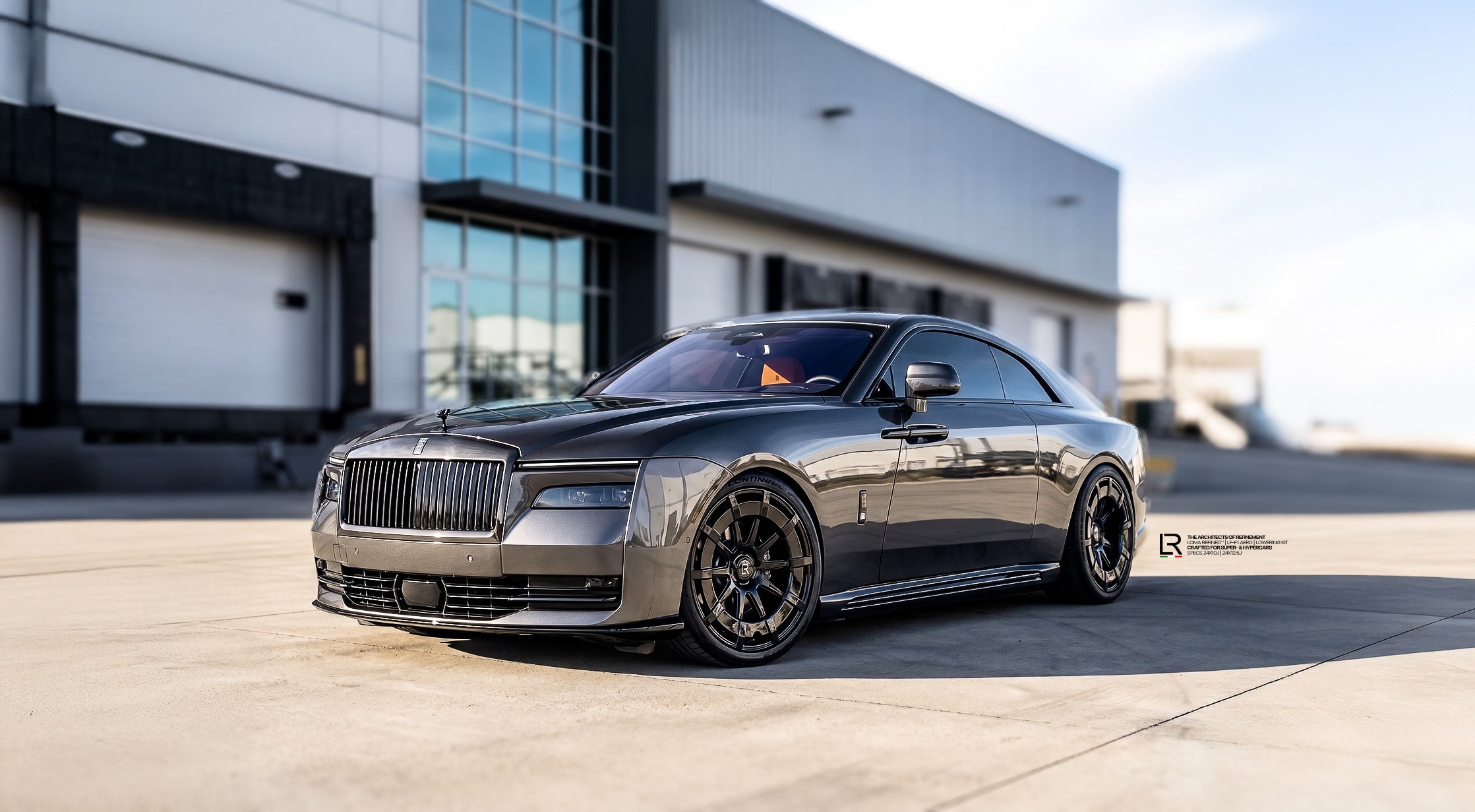 Custom Rolls-Royce Spectre Tuning and forged wheels in 24-inches with carbon aero discs front side wallpaper.