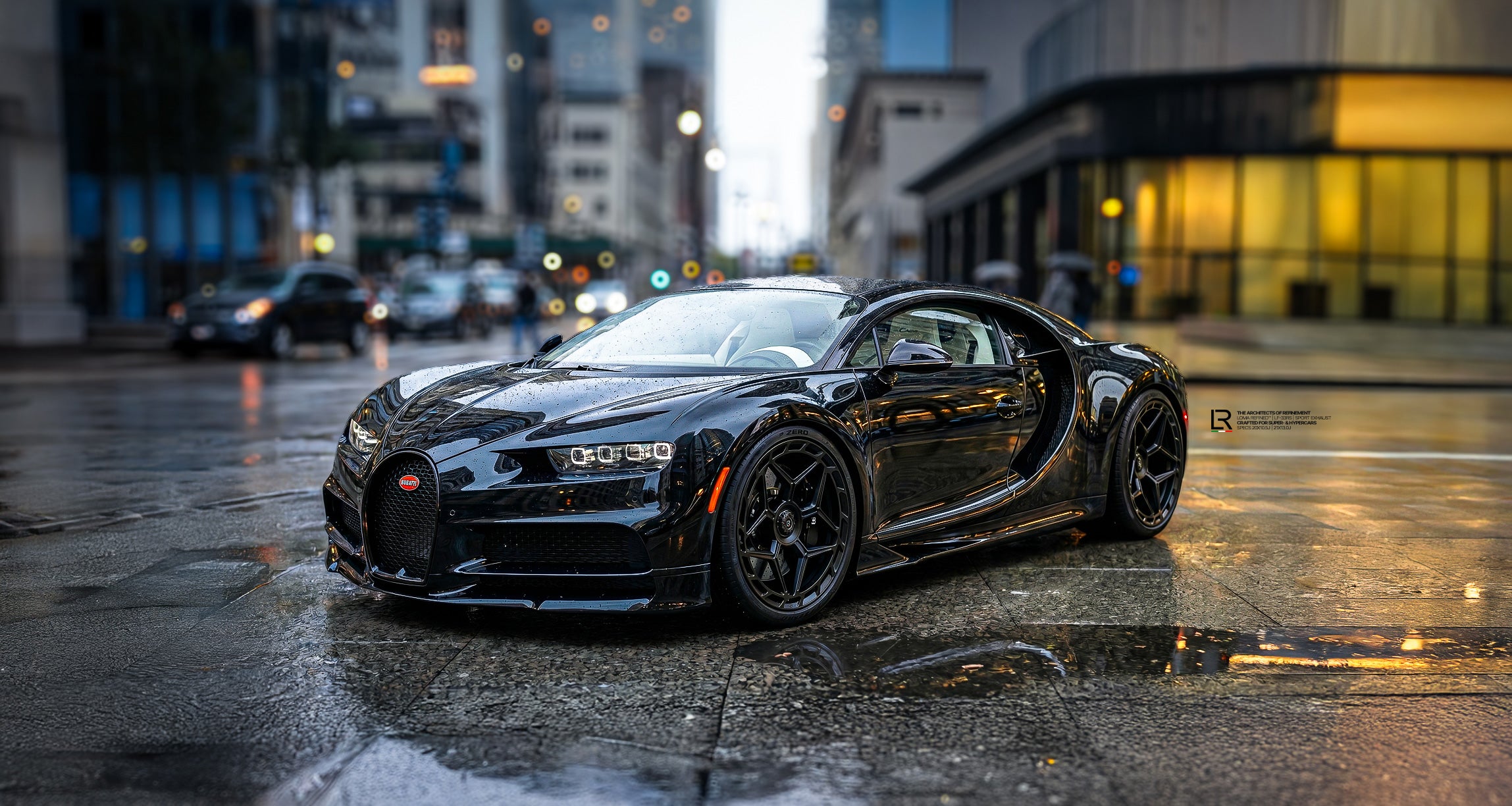 Custom Bugatti Chiron Tuning on LOMA Refined LF-33RS Centerlock Forged Wheels and sport suspension including a catless downpipe.