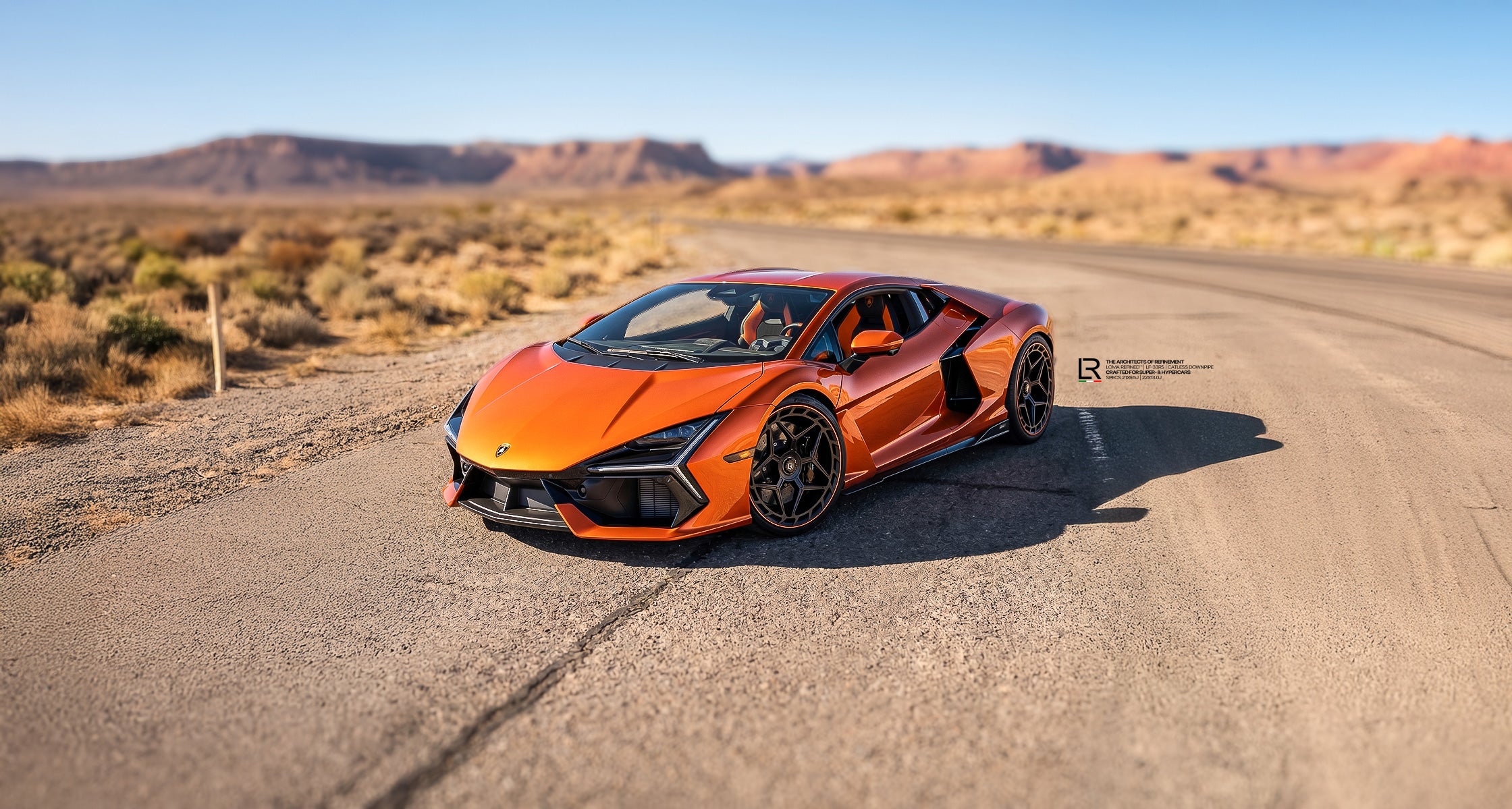 Custom Lamborghiini Revuelto with catless downpipe and straight pipe sport exhaust system tuning with 21 22 inch centerlock forged wheels by LOMA Refined.
