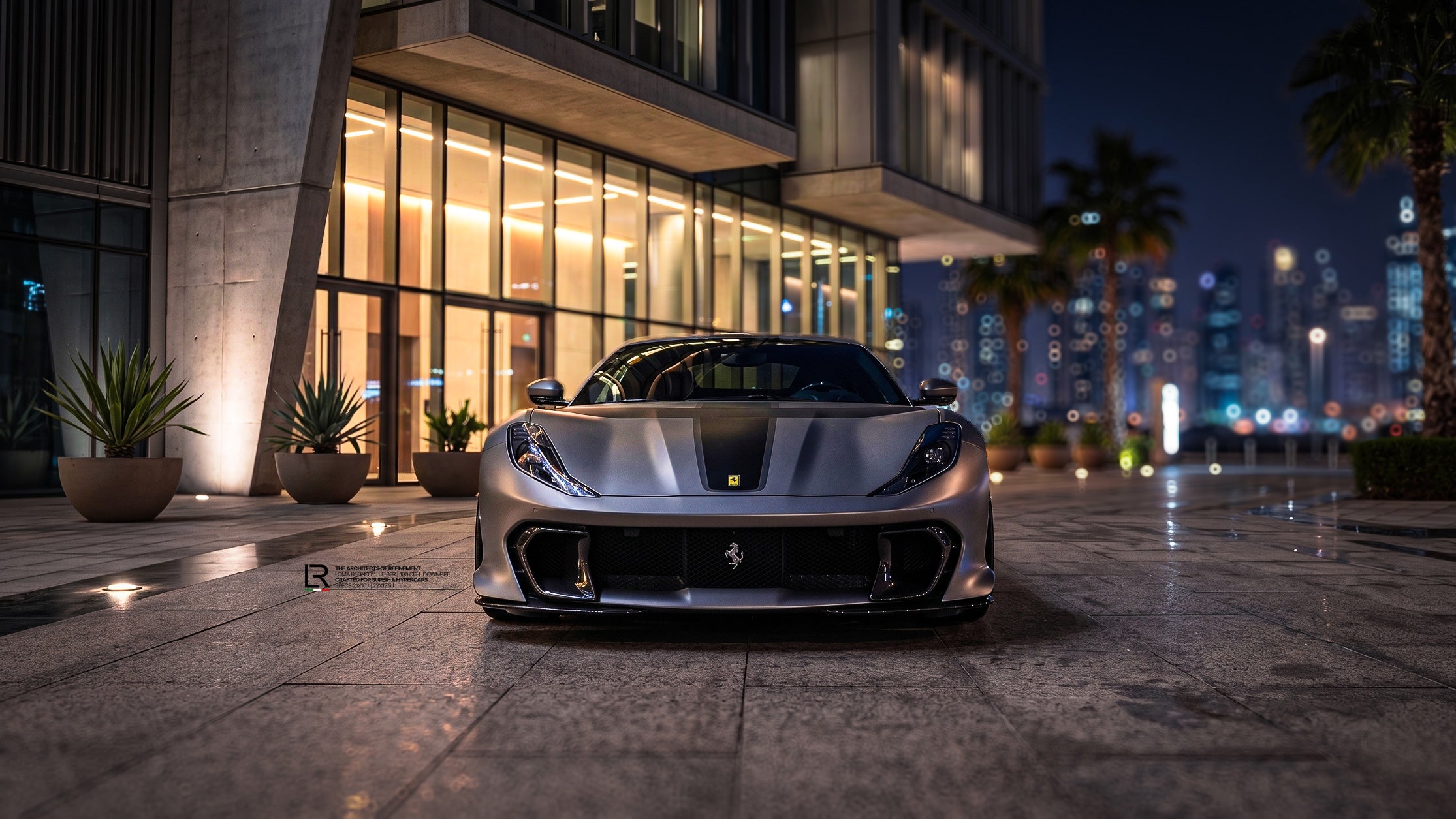 Ferrari-812-Competizione-front-view-wheel-closeup-view-custom-rims-by-LOMA-Refined-Mega-Wallpaper.