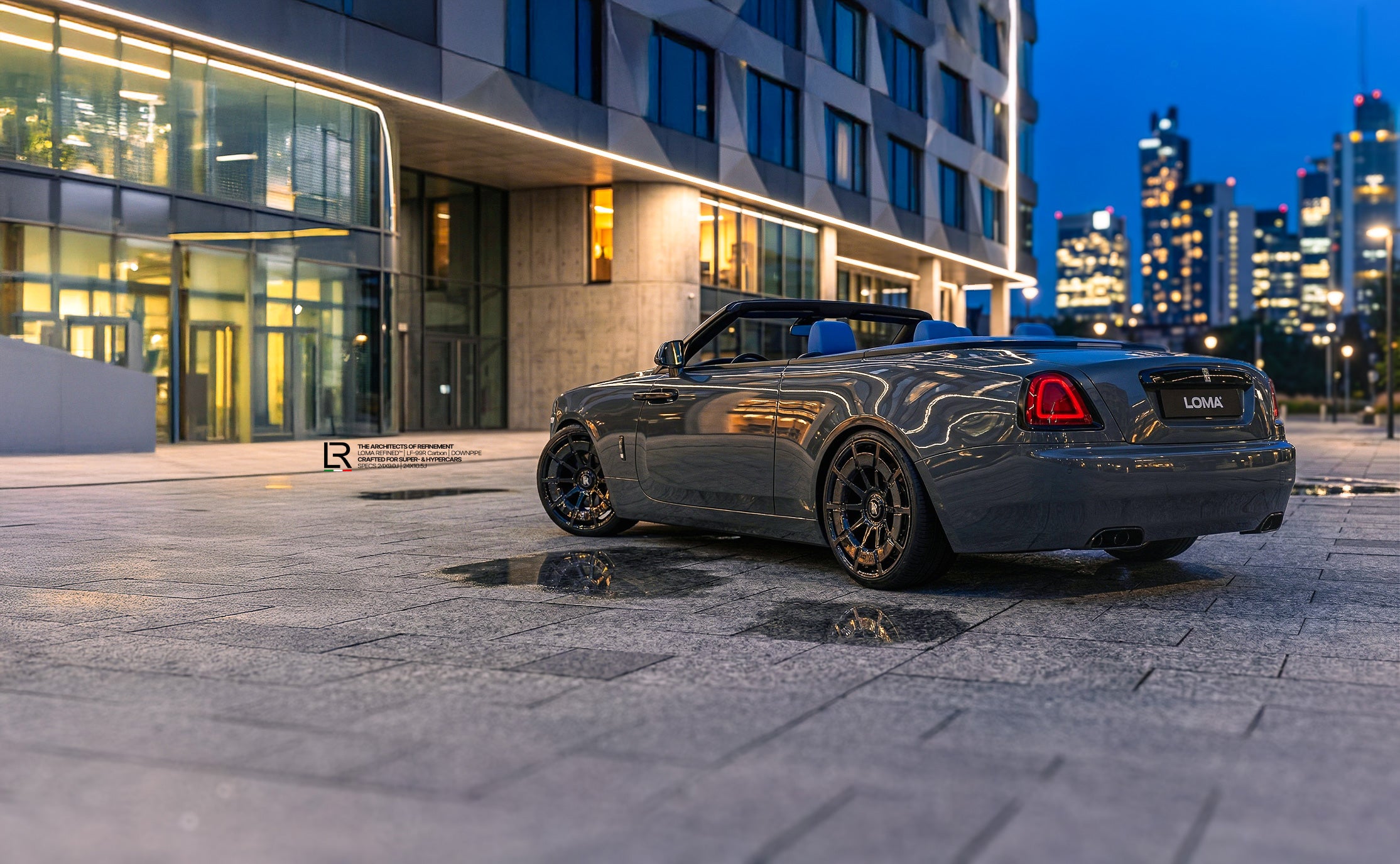 Rolls-Royce-Dawn-Custom-Wheels-front-side-view-night-shot-rear-side-view-by-LOMA-Refined.