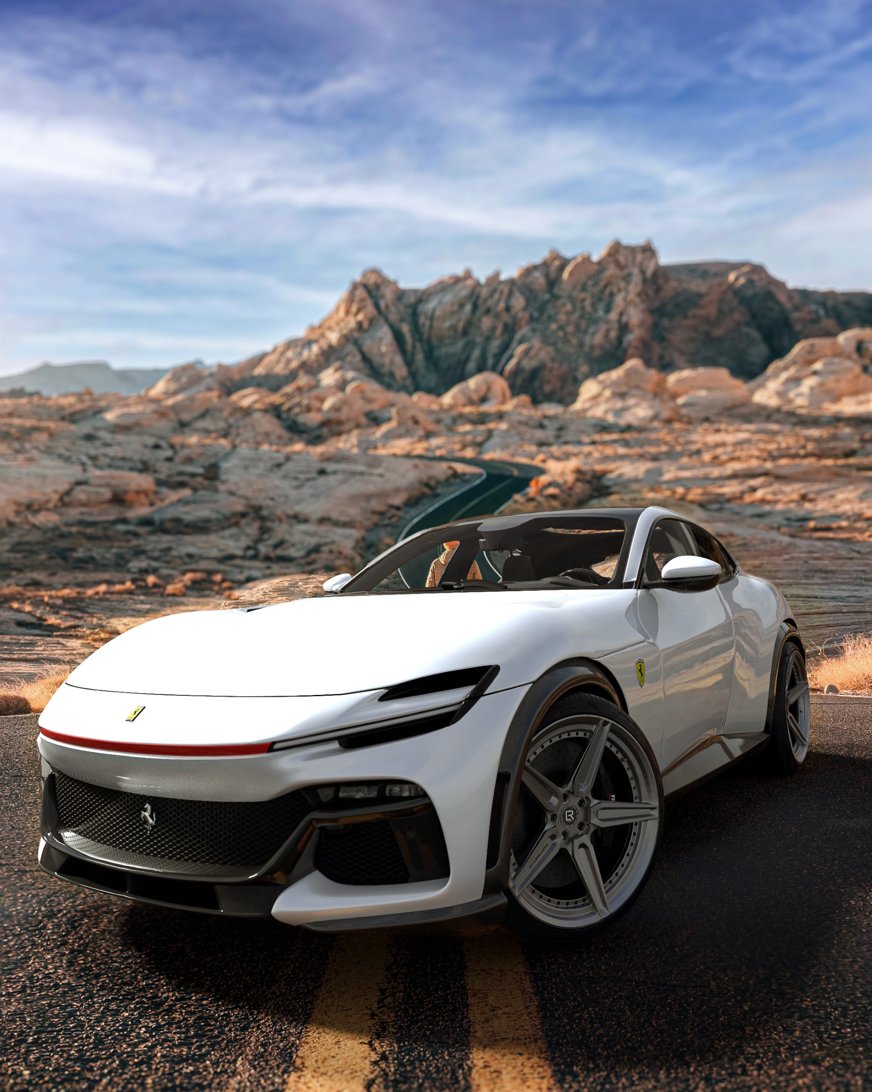 Ferrari-Purosangue-custom-wheels-and-rims-with-a-catless-downpipe-by-LOMA-Refined in the Nevada, the United States of America.