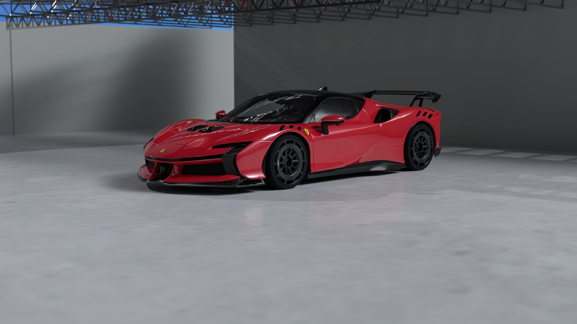LOMA-Refined-Ferrari-SF90-XX-Stradale-full-side-view-on-21-and-22-inch-F1-Carbon-Wheels.
