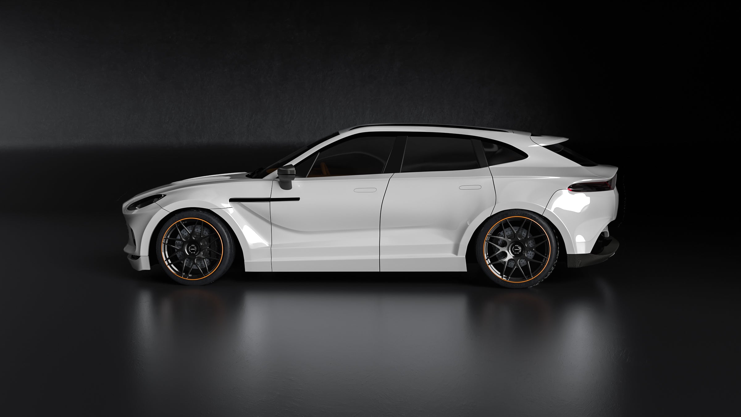 LOMA_Refined_Aston_Martin_DBX_full_side_view_showcasing_the_custom_rims_LF-82R_Superlight_with_Centerlock_Design