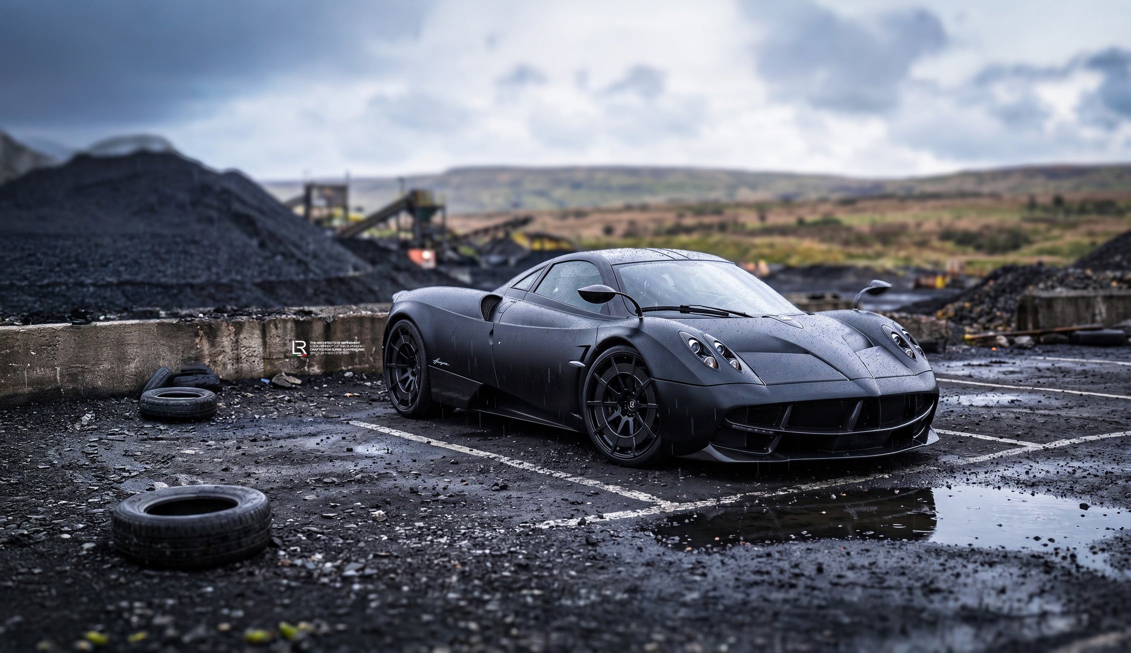 Pagani-Huayra-Custom-Wheels-and-Performance-by-LOMA-Refined-front-side-view-coal-mine-wallpaper.